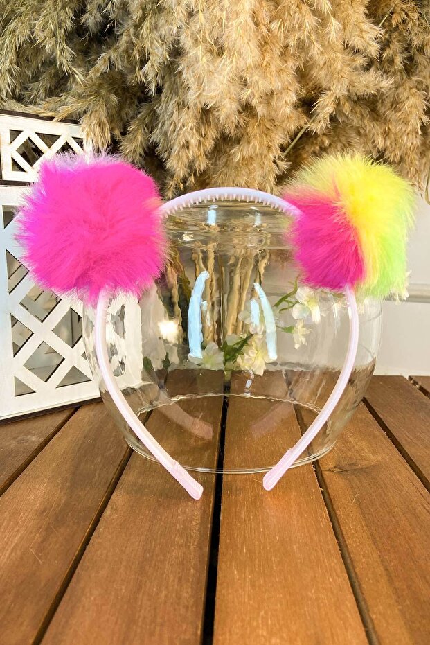 Pompom Figured Scalloped Crown Rainbow Sbt532