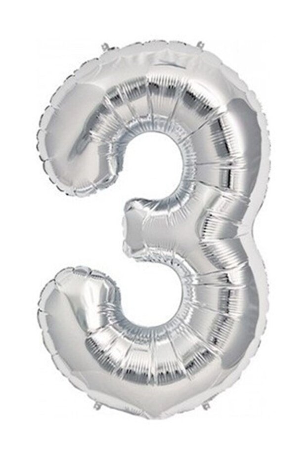 100 Cm Silver Large Foil 3 Number Balloon 40inc