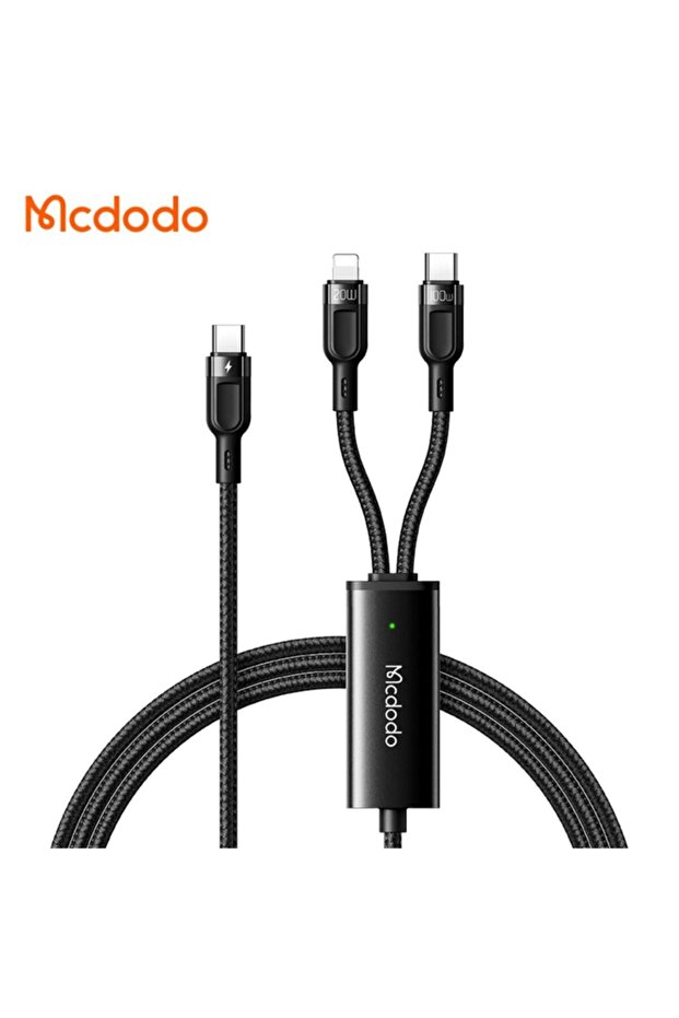 Ca-8780 2in1 100w Type-c To Lightning & Type-c Data-şarj Kablosu 5a 1.2m-siyah - 1