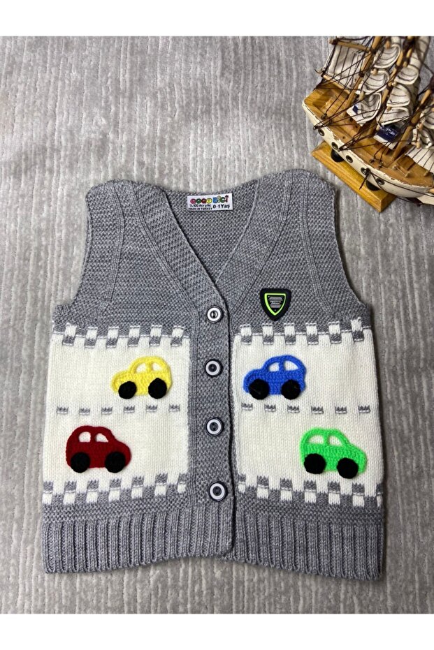 Colorful Car Embroidered Knitwear Vest