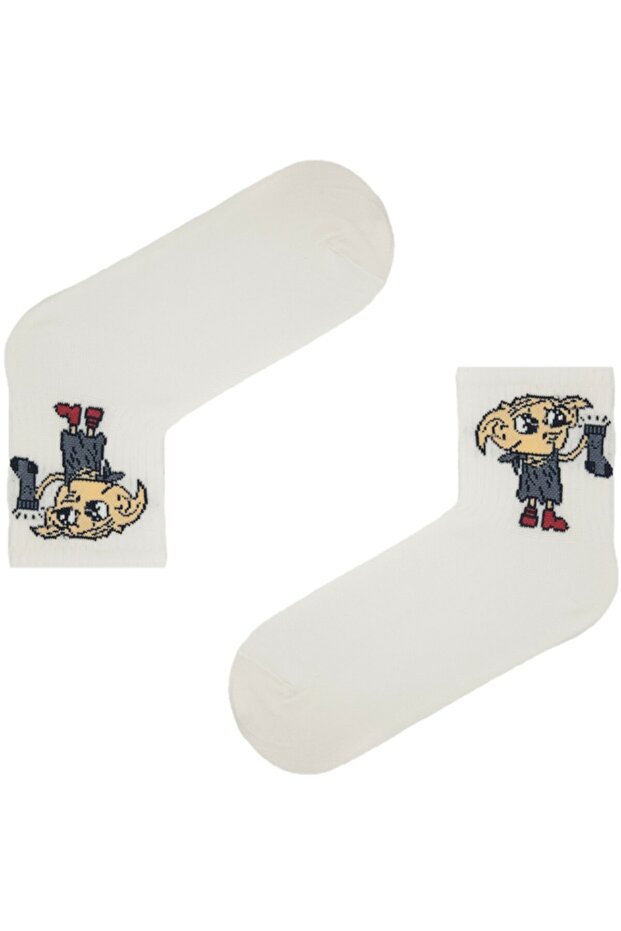 Dobby Temalı Çorap Beyaz - 2