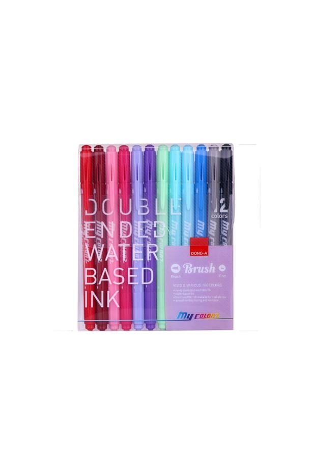 Donga My Color2 Çift Taraflı Brush Kalem 12'li Set - 1