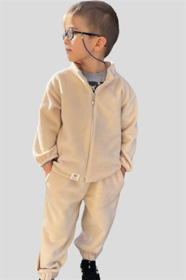 Boy's Zippered Long Sleeve Double Fleece Suit
