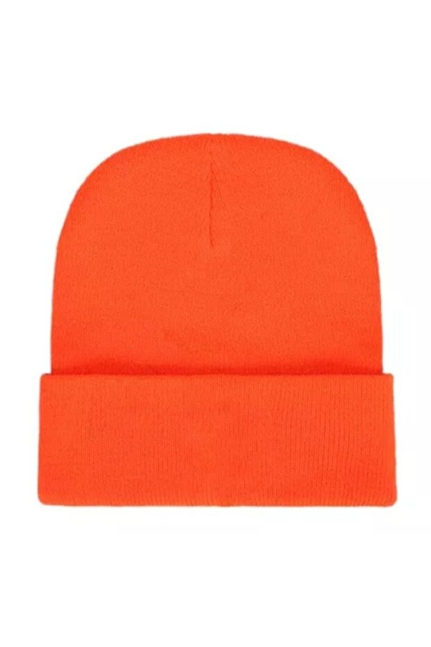 Neon Orange Basic Beanie Unisex Orange Beanie