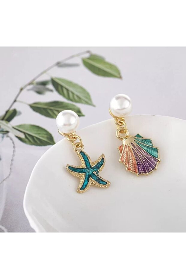 Shell Star Gold Küpe - 5