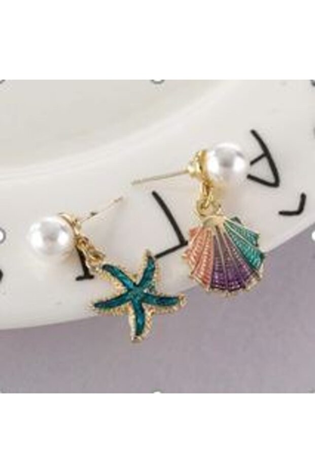 Shell Star Gold Küpe - 6