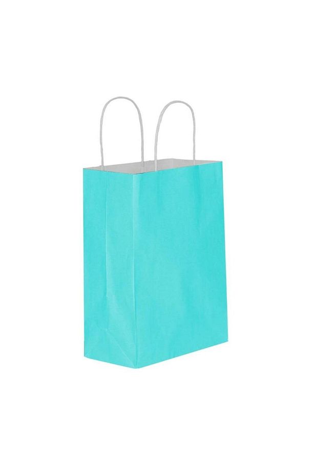Mavi Kraft Çanta 18x8x24 ( 10 Adet ) ( Kağıt Poşet Çanta ) - 2