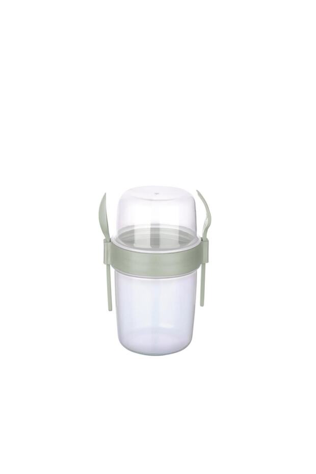 Take''N'' Go Muesli Container with Spoon and Fork 1100ml Green - 1
