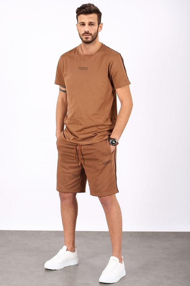 Kahverengi Oversize Erkek Şort Takımı 5376 - 2