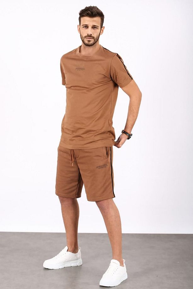 Kahverengi Oversize Erkek Şort Takımı 5376 - 4