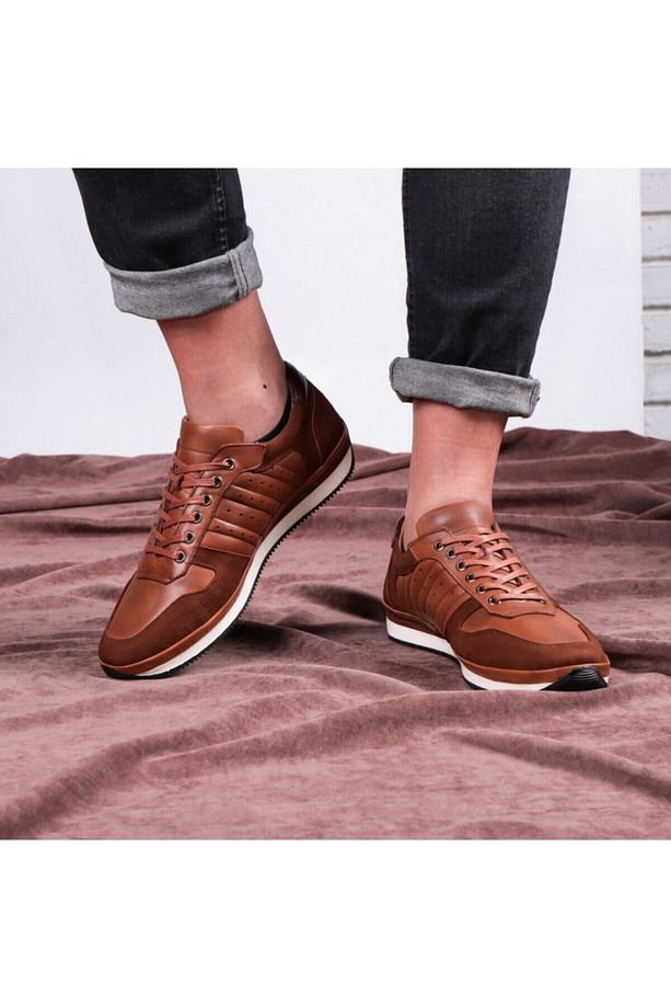 Cool Hakiki Deri Erkek Günlük Ayakkabı, Casual Ayakkabı, %100 Deri Ayakkabı 4 Mevsim Ayakkabı Taba - 4