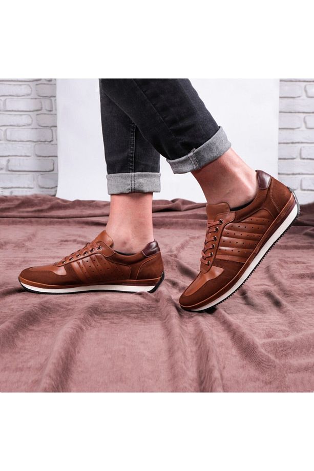 Cool Hakiki Deri Erkek Günlük Ayakkabı, Casual Ayakkabı, %100 Deri Ayakkabı 4 Mevsim Ayakkabı Taba - 6