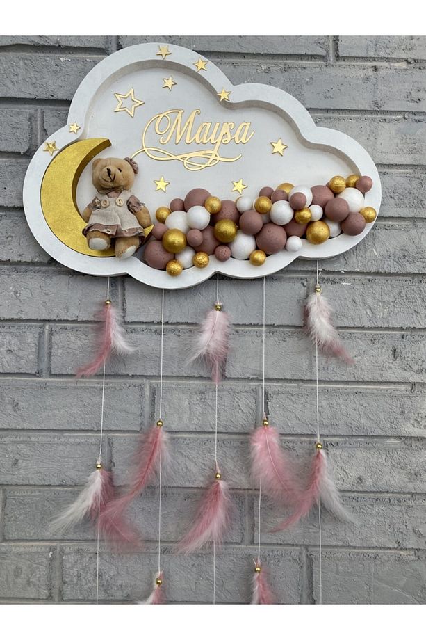 45 Cm Ledsiz Bulut Bubble Ayıcıklı Bebek Kapı Ve Duvar Süsü - 1