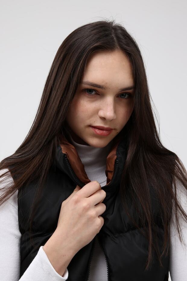 Kadın Siyah Şişme Yelek - 11