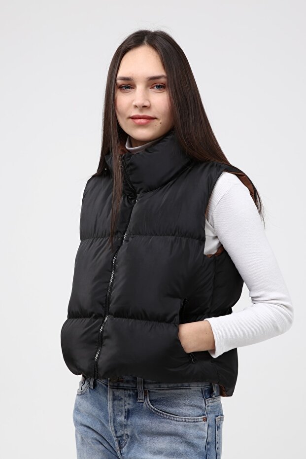 Kadın Siyah Şişme Yelek - 3