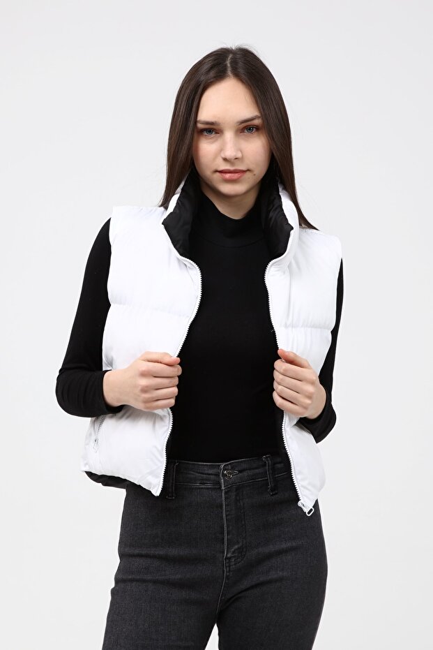Weiße Pufferweste für Damen - 9