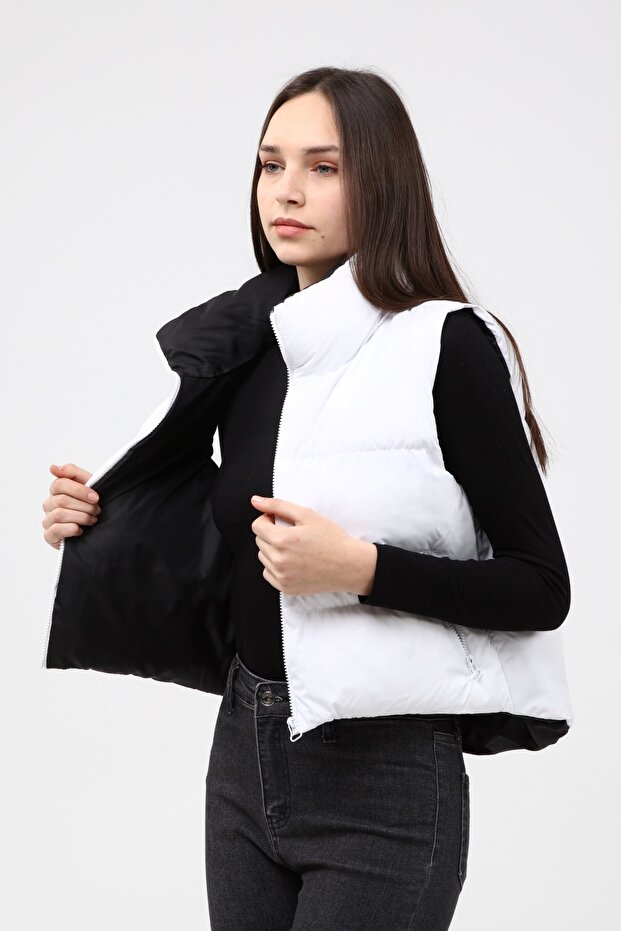 Weiße Pufferweste für Damen - 10