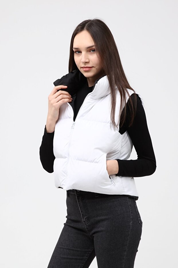 Weiße Pufferweste für Damen - 2