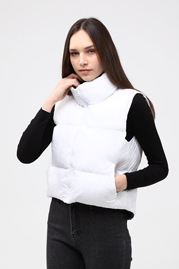 Weiße Pufferweste für Damen - 6