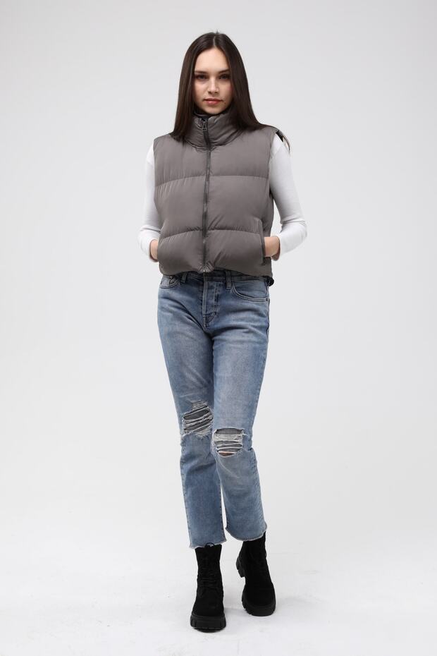 Kadın Gri Şişme Yelek - 10