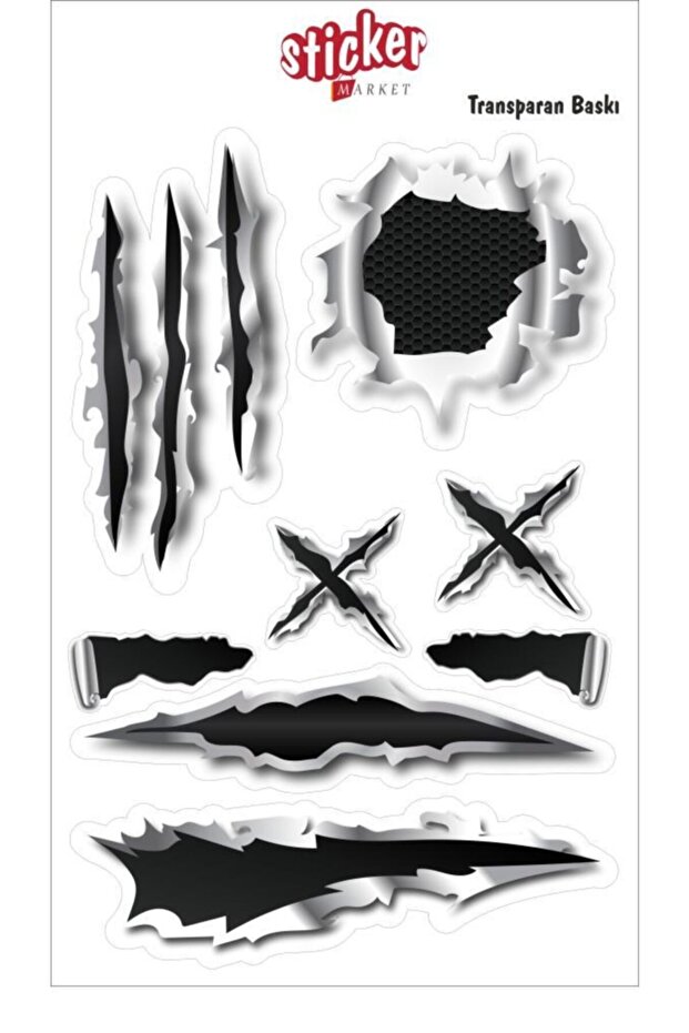 Metal Tearing Effect Transparent Printed Sticker