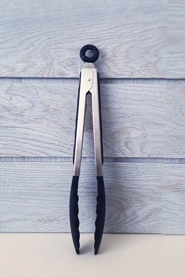 Steel Serving Tongs with Silicone Tip Mechanism 25 cm