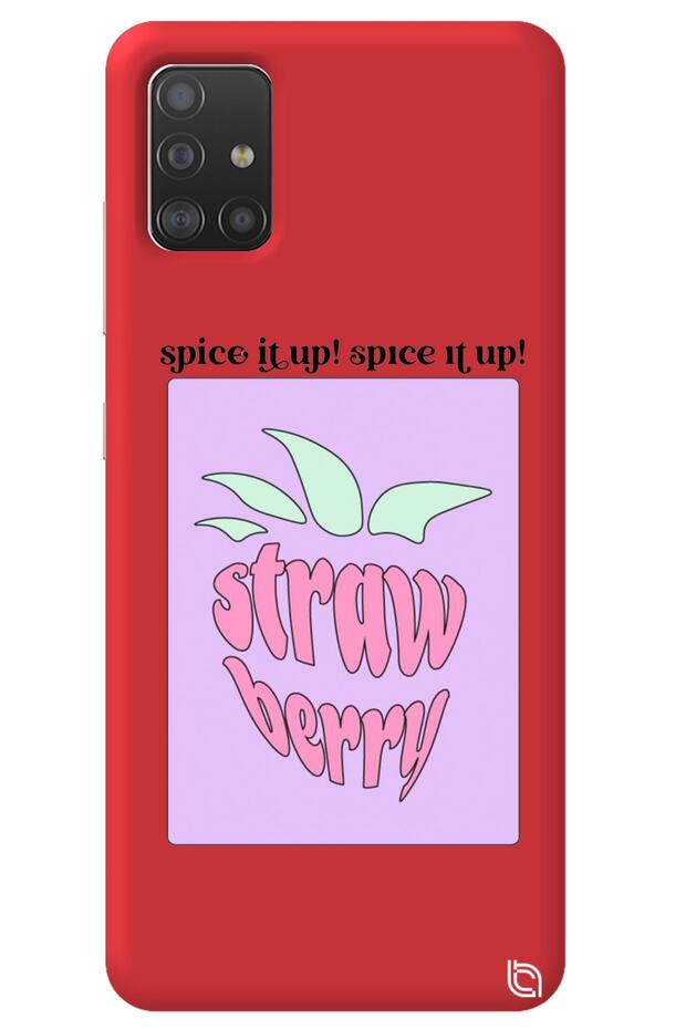 Samsung A51 Red Color Premium Velvet Strawberry Patterned Silicone Phone Case