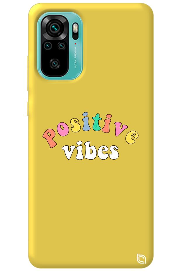 Xiaomi Redmi Note 10S Yellow Color Premium Velvet Inside Positive Patterned Silicone Phone Case