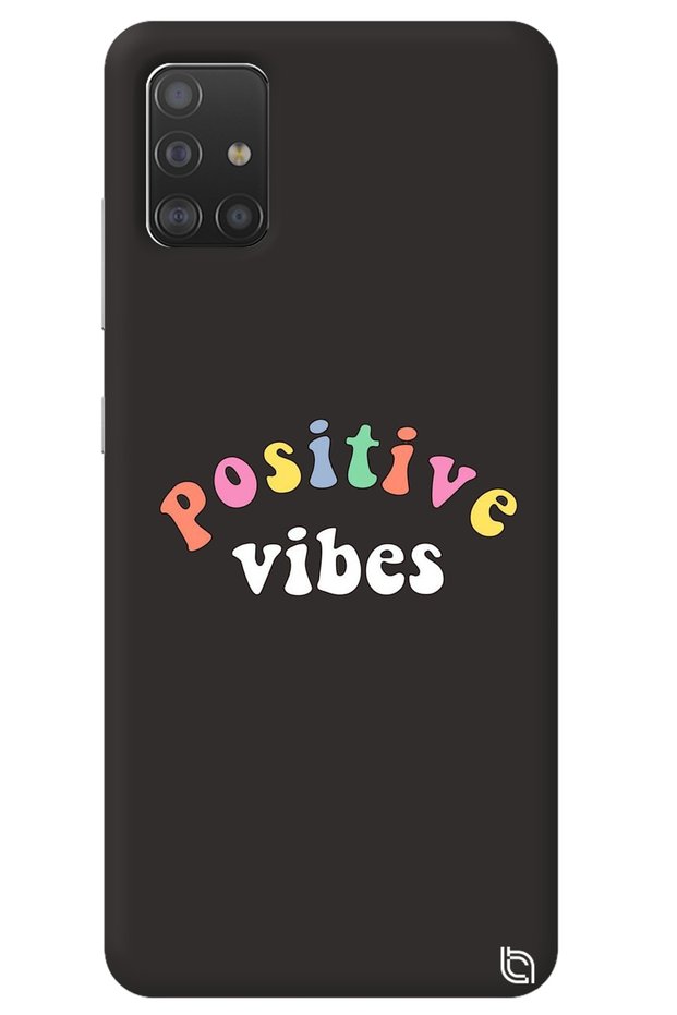Samsung A51 Black Color Premium Velvet Inside Positive Patterned Silicone Phone Case
