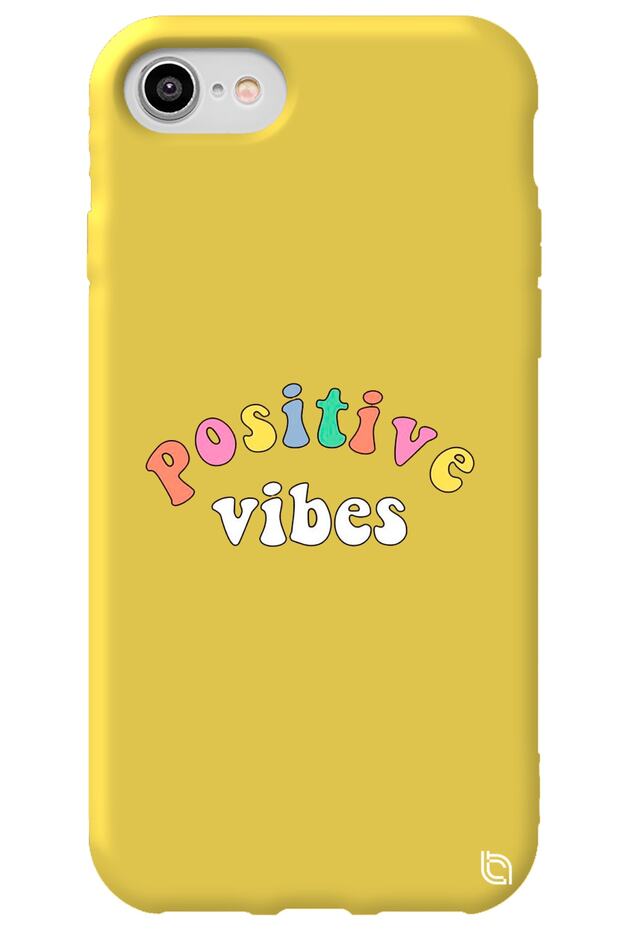 iPhone 8 Yellow Color Premium Velvet Inside Positive Patterned Silicone Phone Case