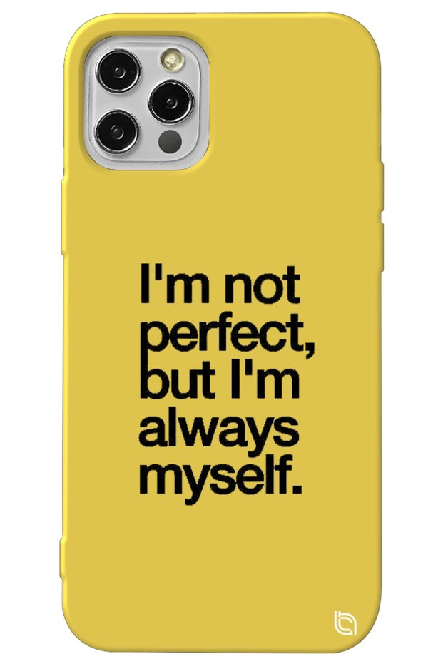 iPhone 13 Pro Yellow Color Premium Velvet Inside Myself Patterned Silicone Phone Case