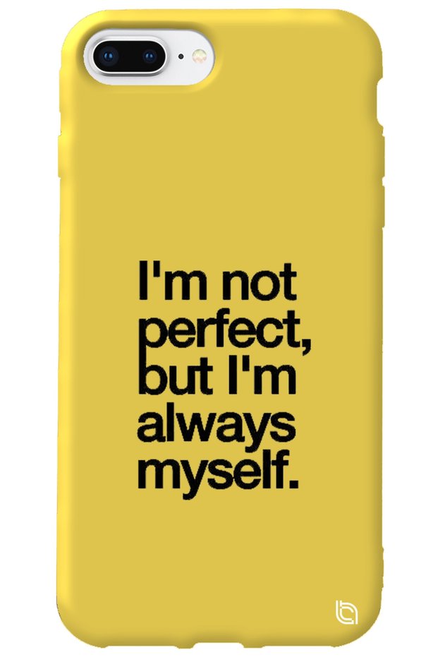 iPhone 7 Plus Yellow Color Premium Velvet Inside Myself Patterned Silicone Phone Case