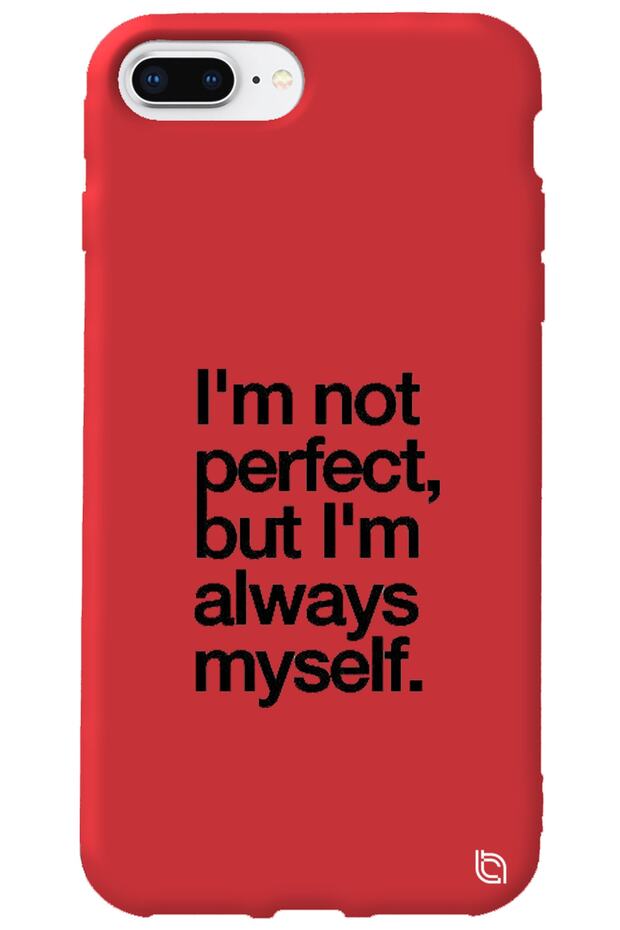 iPhone 8 Plus Red Color Premium Velvet Inside Myself Patterned Silicone Phone Case