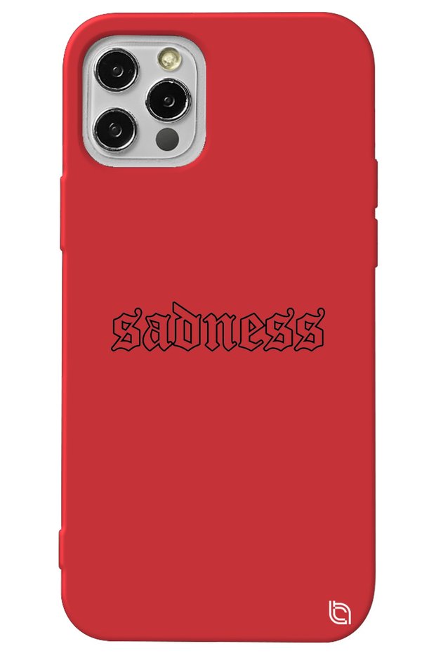 iPhone 12 Pro Max Red Color Premium Velvet Inside Sadness Patterned Silicone Phone Case