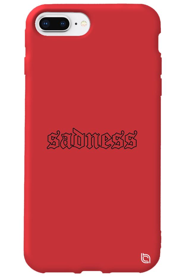 iPhone 7 Plus Red Color Premium Velvet Inside Sadness Patterned Silicone Phone Case