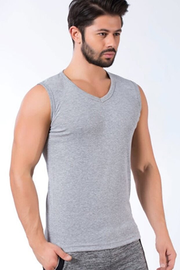 Ter0401 / Ribana Sports Undershirt V Neck (6 Pieces) | Grey
