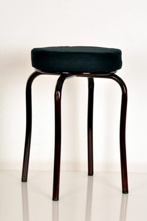2 Pieces Black Thai Feather Fabric Claret Red Profile Octopus Stool Metal Stool Kitchen Stool