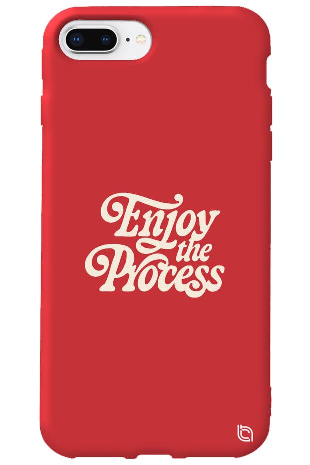 iPhone 7 Plus Red Color Premium Enjoy Patterned Silicone Phone Case with Velvet Inside