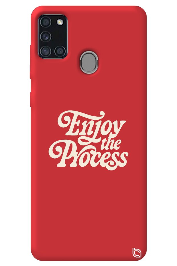 Samsung A21S Red Color Premium Enjoy Patterned Silicone Phone Case with Velvet Inside