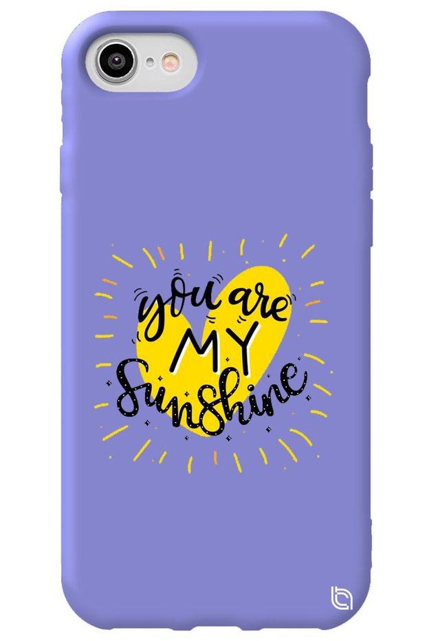 iPhone 8 Lilac Colored Premium Velvet Inside Sunshine Patterned Silicone Phone Case