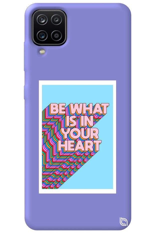 Samsung Galaxy A12 Lilac Color Premium Velvet Heart Patterned Silicone Phone Case