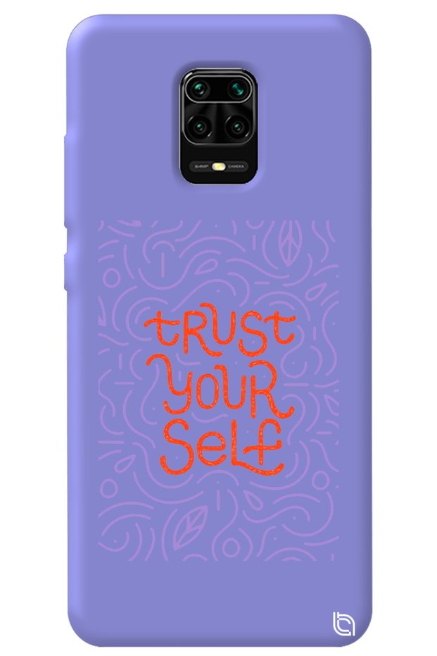 Xiaomi Redmi Note 9 Pro Lilac Colored Premium Velvet Inside Trust Patterned Silicone Phone Case