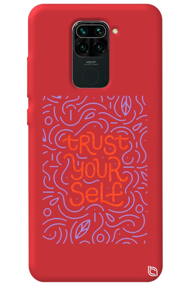 Xiaomi Redmi Note 9 Red Color Premium Velvet Inside Trust Patterned Silicone Phone Case