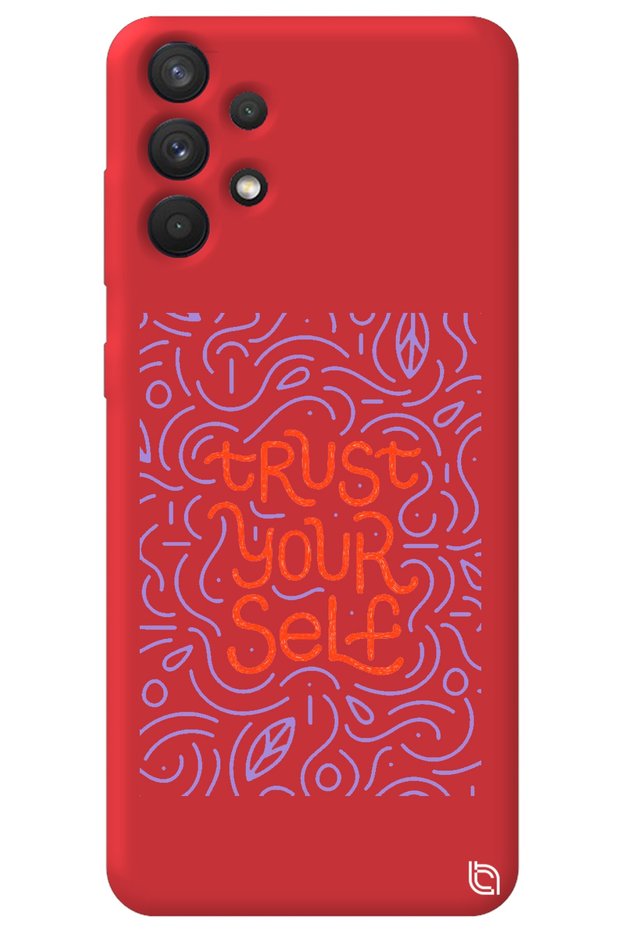 Samsung A32 Red Color Premium Velvet Inside Trust Patterned Silicone Phone Case