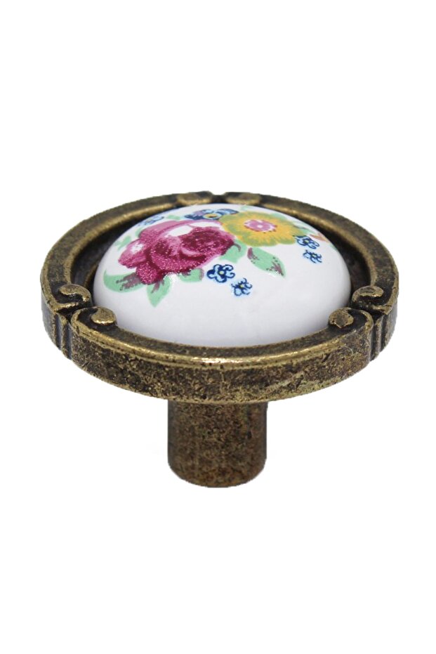 Porcelain Handle Cabinet Drawer Furniture Kitchen Kids Handle Emerald Button White