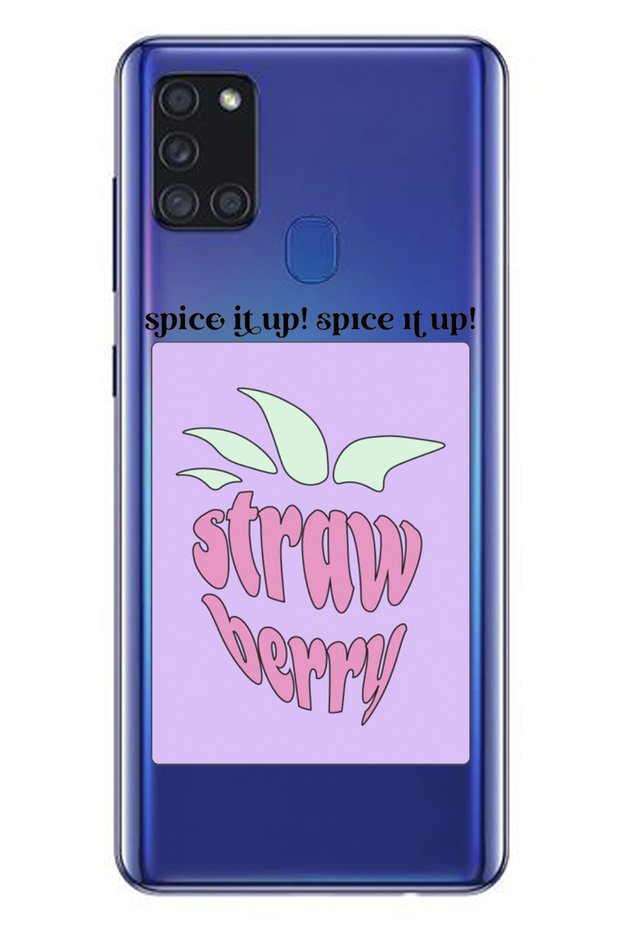 Transparent Silicone Phone Case with Strawberry Pattern for Samsung A21S