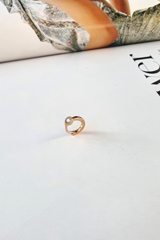 Tek Taş Helix Ve Tregus Piercing 24k Altın Kaplama (kıkırdak Küpe) - 1