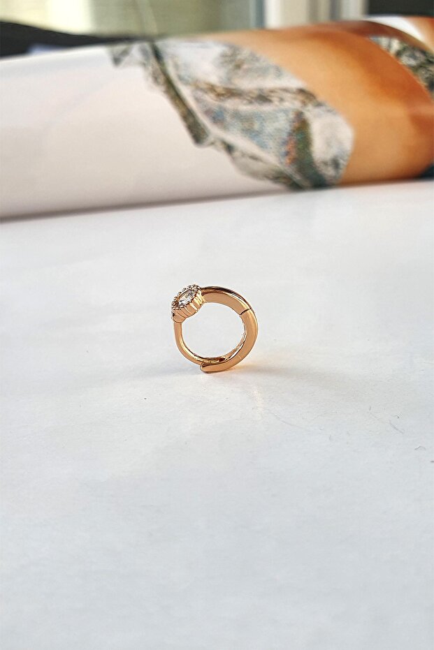 Tek Taş Helix Ve Tregus Piercing 24k Altın Kaplama (kıkırdak Küpe) - 3