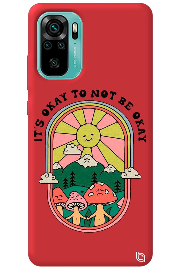 Xiaomi Redmi Note 10 Red Color Premium Silicone Phone Case with Velvet Okay Pattern Inside