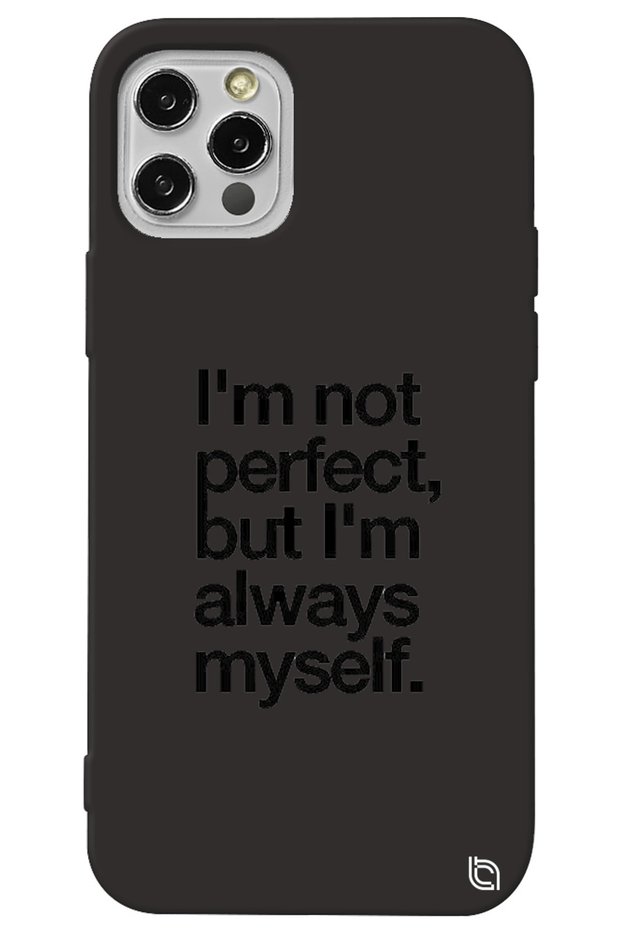 iPhone 12 Pro Max Black Color Premium Velvet Inside Myself Patterned Silicone Phone Case
